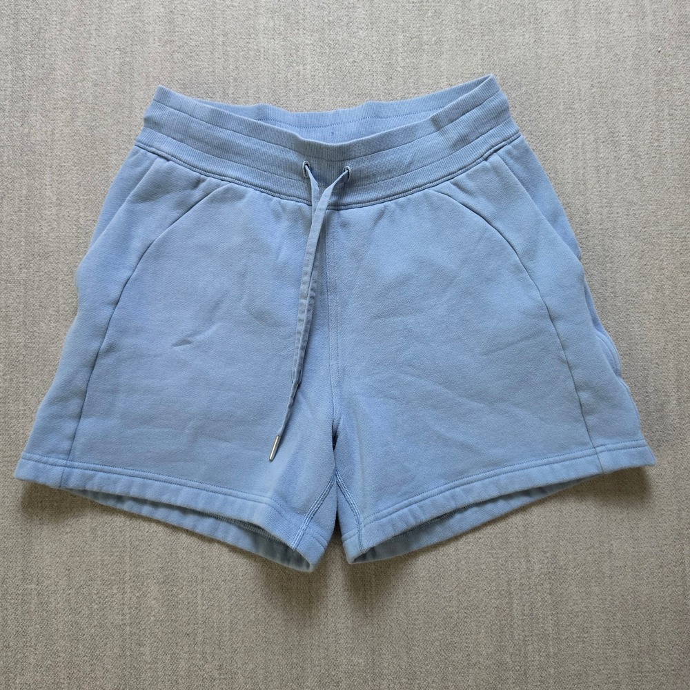 Lululemon Scuba High-Rise Short Women 6 Blue Cotton Fleece Drawstring Pockets